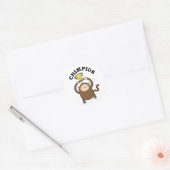 Sticker Rond Chimpion Funny Champion Chimpanzé Pun (Enveloppe)