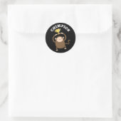 Sticker Rond Chimpion Funny Champion Chimpanzé Pun Dark BG (Sac)
