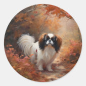 Sticker Rond Chin japonais à l'automne Feuilles automne Inspira (Devant)