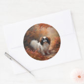 Sticker Rond Chin japonais à l'automne Feuilles automne Inspira (Enveloppe)