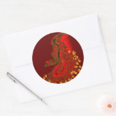 Sticker Rond Chine Dragon rouge et or design (Enveloppe)