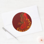 Sticker Rond Chine Dragon rouge et or design (Enveloppe)