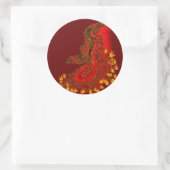 Sticker Rond Chine Dragon rouge et or design (Sac)