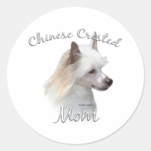 Sticker Rond Chinese Crested (poudre) Maman 2