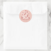 Sticker Rond Chinois Ai Love Rouge Cerise Fleurs Fiançailles Cl (Sac)