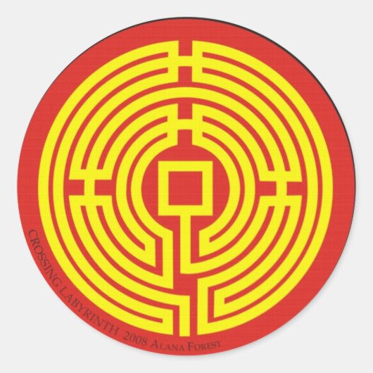 Sticker Rond Chinois de labyrinthe de croisement (Devant)
