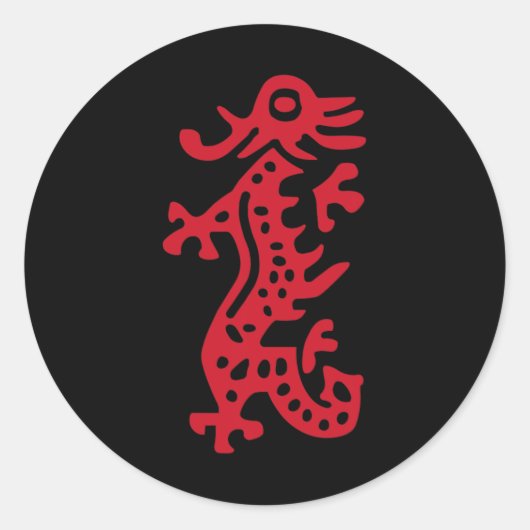 Sticker Rond Chinois Mah Jong Dragon Rouge Carrelage Mahjong Co (Devant)