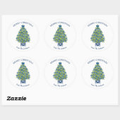 Sticker Rond Chinoiserie Arbre de Noël bleu (Feuille)
