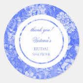 Sticker Rond Chinoiserie Bleu Blanc Baptême de Mariée  (Devant)