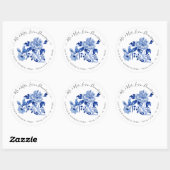 Sticker Rond Chinoiserie Floral Foliage Blue White Bird Wedding (Feuille)
