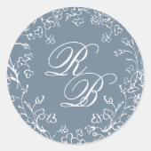Sticker Rond Chinoiserie romantique Initiale bleue Mariage (Devant)