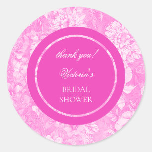 Sticker Rond Chinoiserie Rose Blanc Mariage 