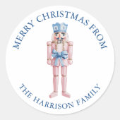 Sticker Rond Chinoiserie rose bleu Toile Nutcracker Noël (Devant)