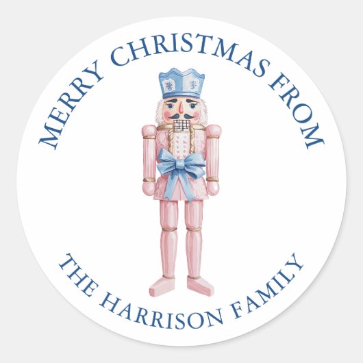 Sticker Rond Chinoiserie rose bleu Toile Nutcracker Noël (Devant)
