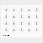Sticker Rond Chinoiserie Rose Et Vert Holiday Adresse De Retour (Feuille)