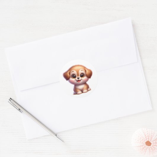Sticker Rond Chiot (Enveloppe)