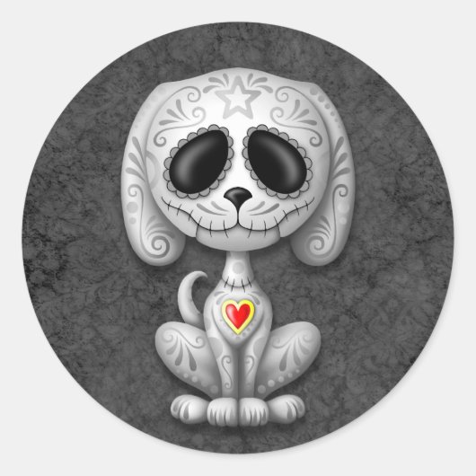 Sticker Rond Chiot à sucre Zombie gris (Devant)