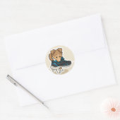 Sticker Rond Chiot avec chaussure (Enveloppe)