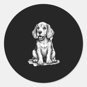 Sticker Rond Chiot beagle adorable, Amoureux des animaux de fam