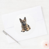 Sticker Rond Chiot berger allemand (Enveloppe)