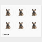 Sticker Rond Chiot berger allemand (Feuille)