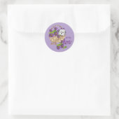 Sticker Rond Chiot blanc avec amour (Sac)
