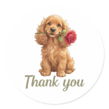 Chiot Cocker Spaniel Mignon avec Rose Rouge Aquare