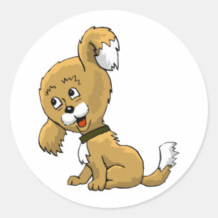 Sticker Rond Chiot de dessin