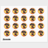 Sticker Rond Chiot de dessin animé adorable (Feuille)