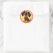 Sticker Rond Chiot de dessin animé adorable (Sac)