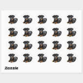 Sticker Rond Chiot de Doberman Pincer (Feuille)