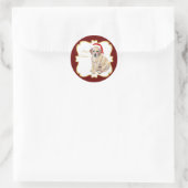 Sticker Rond Chiot de Noël jaune Labrador (Sac)