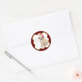Sticker Rond Chiot de Noël jaune Labrador (Enveloppe)