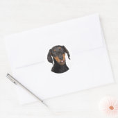 Sticker Rond chiot doberman pinscher (Enveloppe)
