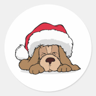 Sticker Rond Chiot du Père Noël
