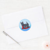 Sticker Rond Chiot écossais KiniArt (Enveloppe)