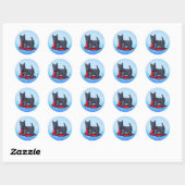 Sticker Rond Chiot écossais KiniArt (Feuille)