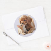 Sticker Rond Chiot et chaton (Enveloppe)