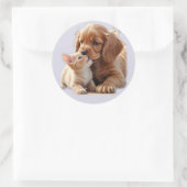Sticker Rond Chiot et chaton (Sac)
