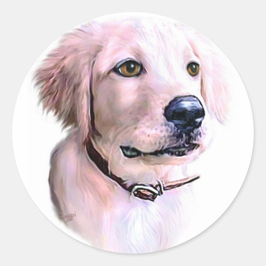 Sticker Rond Chiot Golden Retriever (Devant)