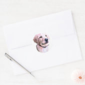 Sticker Rond Chiot Golden Retriever (Enveloppe)