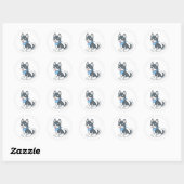 Sticker Rond Chiot Husky Mignon (Feuille)