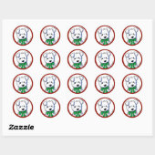 Sticker Rond Chiot KiniArt Westie (Feuille)