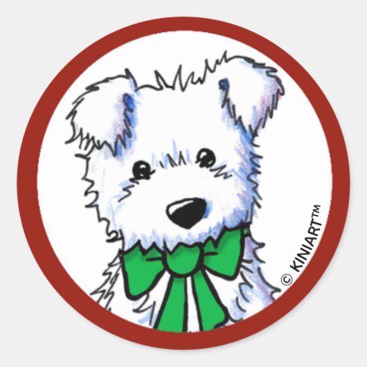 Sticker Rond Chiot KiniArt Westie (Devant)
