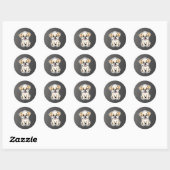 Sticker Rond chiot mignon (Feuille)
