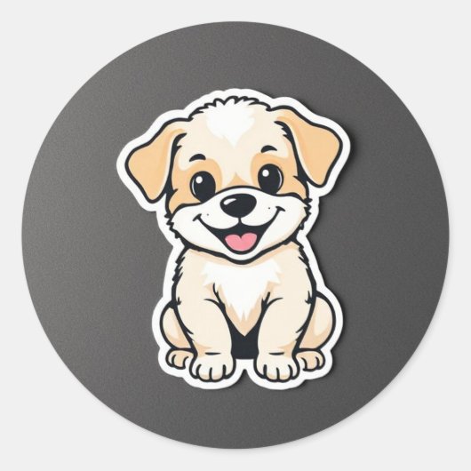 Sticker Rond chiot mignon (Devant)