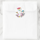 Sticker Rond Chiot mignon à vélo (Sac)