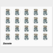 Sticker Rond Chiot mignon en Jeans Art (Feuille)
