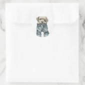 Sticker Rond Chiot mignon en Jeans Art (Sac)