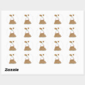 Sticker Rond Chiot mignon et os (Feuille)